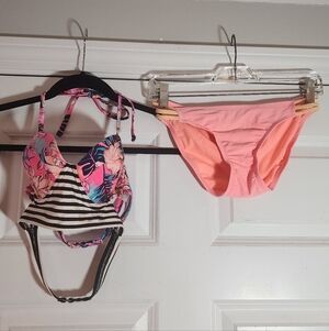Xhilaration Floral and Striped Push Up Bikini Set Small